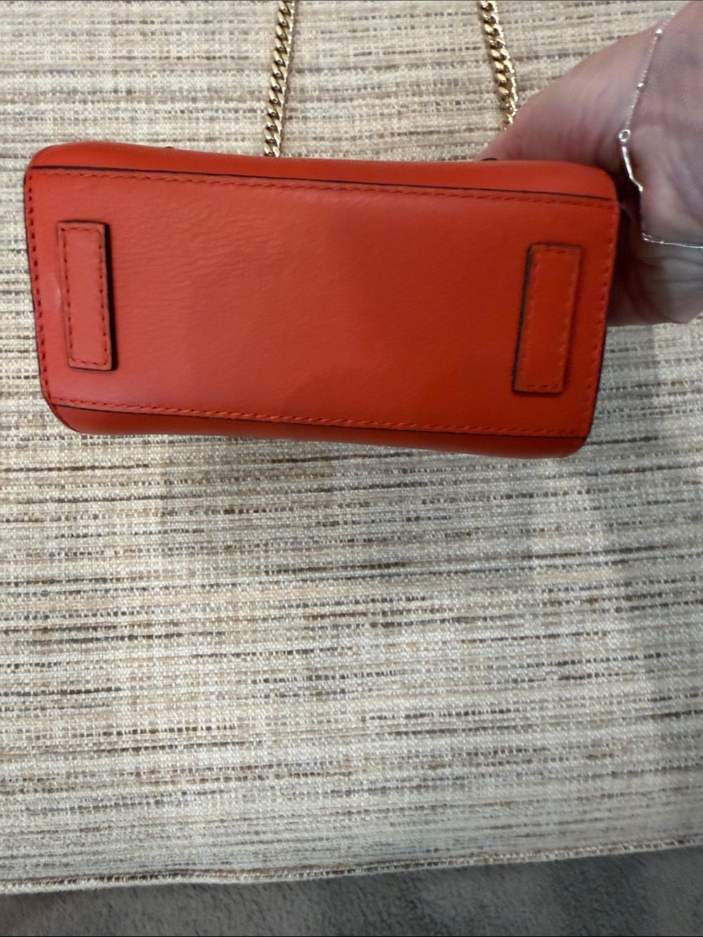 Strathberry Mini Crossbody in Burnt Orange with Gold Chain - Picture 7 of 16